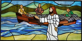 jesus fisherman stained glass