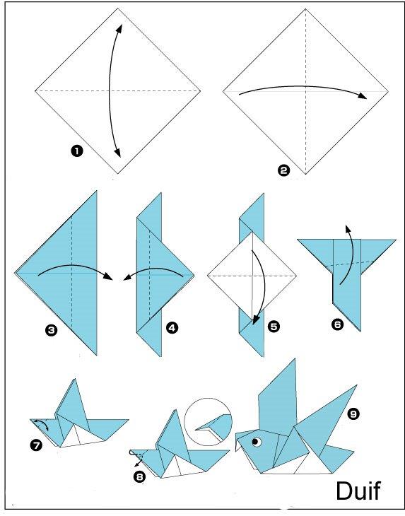 duif origami vouwen