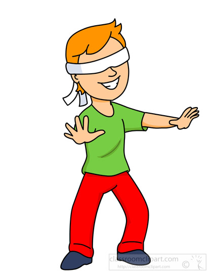 blindfolded playing outdoor game clipart
