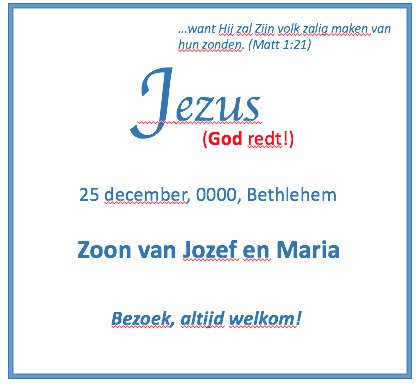 geboortekaartje jezus