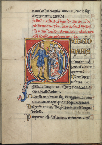 psalm 51 quit gloriaris in malitia qui potens es in iniquitate doeh kills achimelech en the priests of nob psalter of eleanor of aquitaine ca. 1185 kb 76 f 13 folium 074v